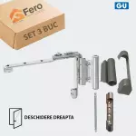 Set 3 Balame Superioare GU dreapta pentru PVC, 9mm,130 kg, capac argintiu